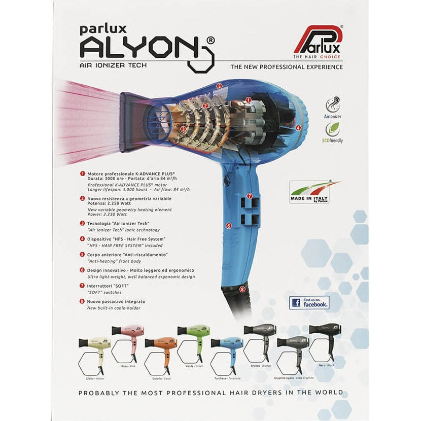 Alyon Air Ionizer Ceramic & Ionic 2250W Hair Dryer - Matte Black