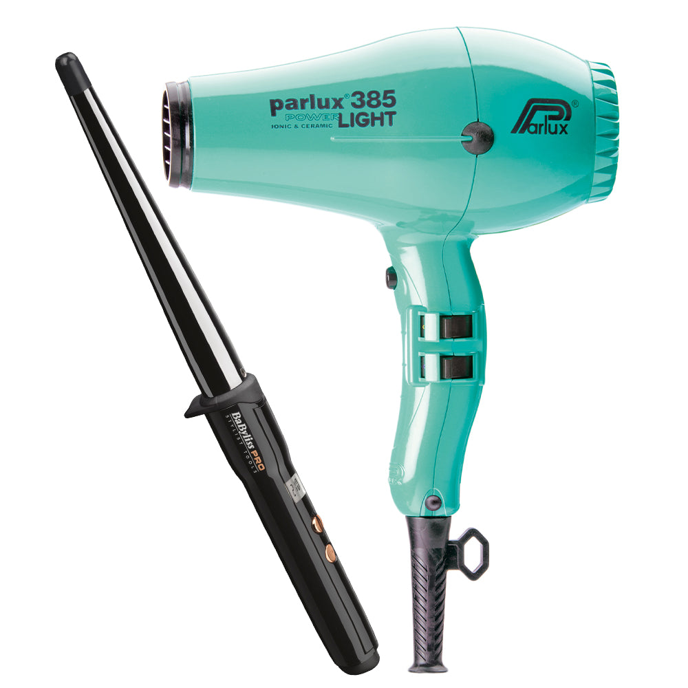 385 Dryer Aquamarine with Free Ceramic Conical Curler 25mm-13mm