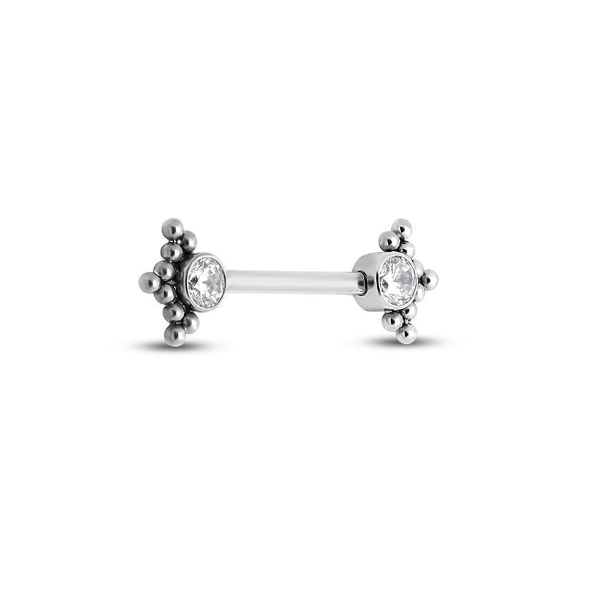 Threadless Single Jewel With Balls Nipple Cluster 1.6mm X 10mm
