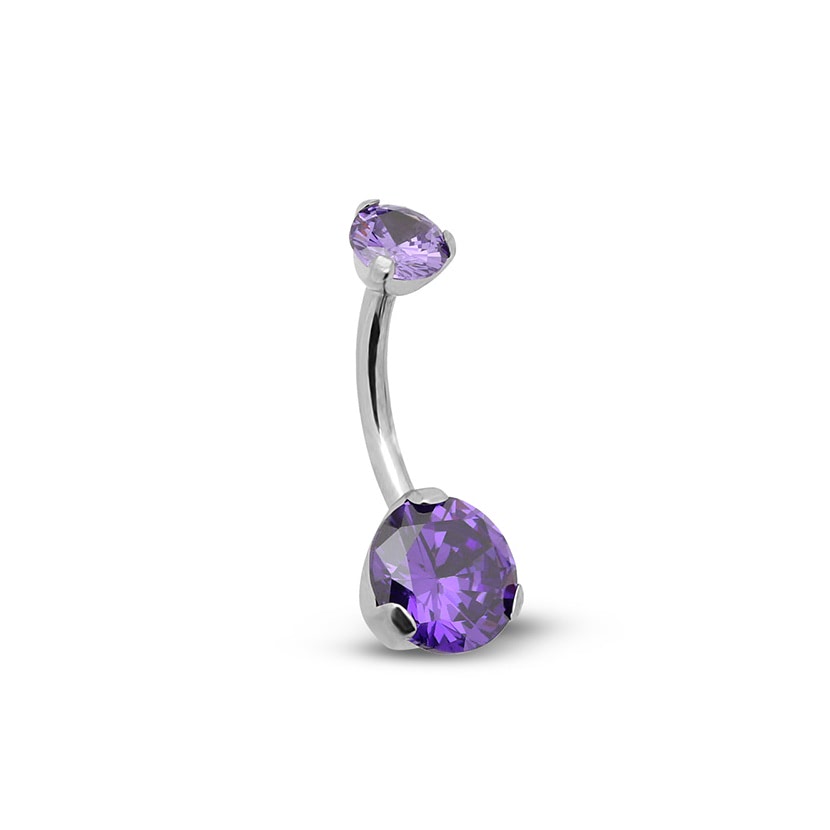 Titanium Internal Jewelled Prong Set Navel - 1.6 X 10mm