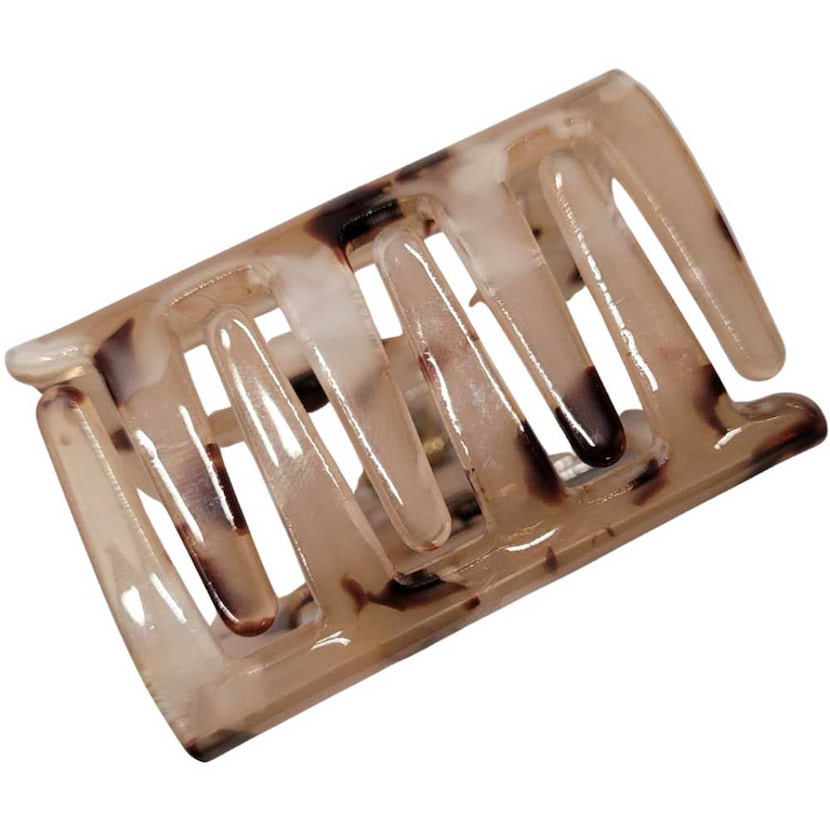 Square Marbled Claw Hair Clip - Latte