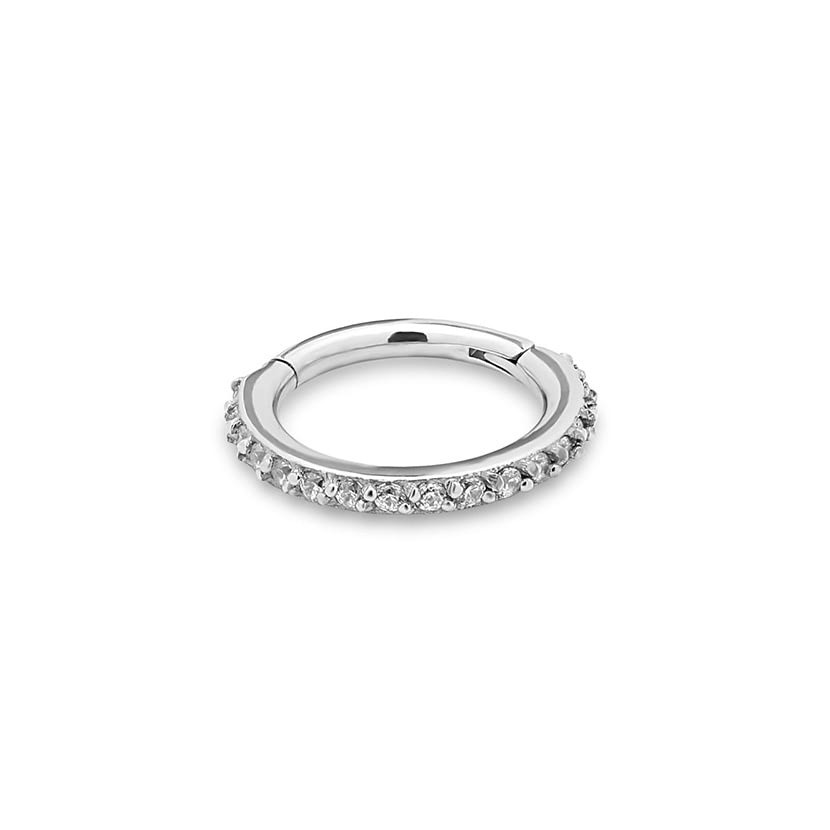 Titanium Jewelled Hinged Segment Ring Earring - 8mm Labret