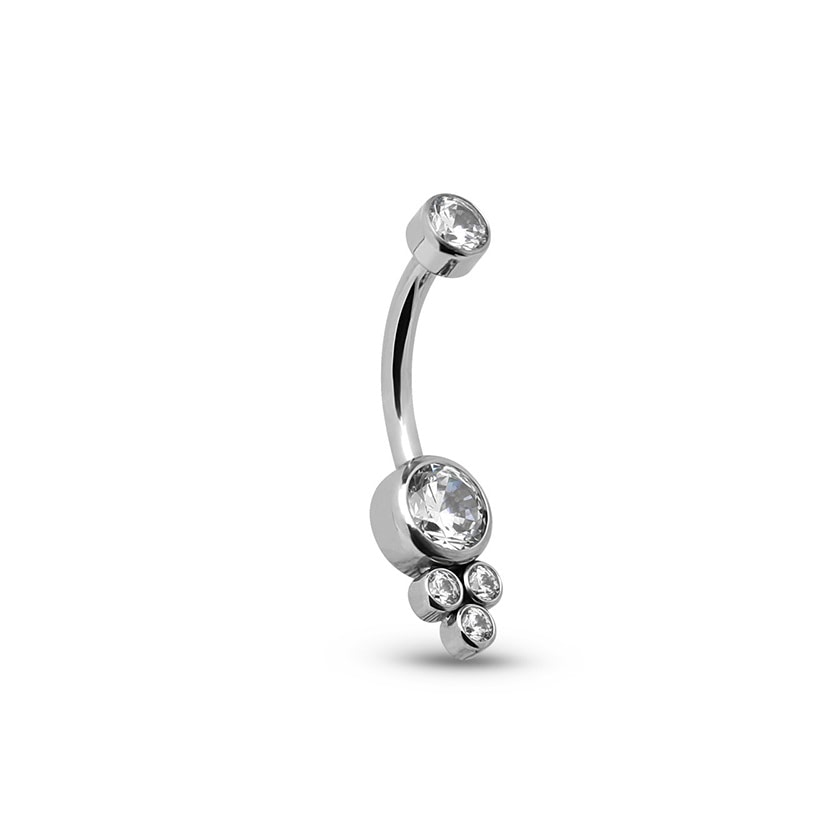 Jewelled Cluster 5 Stone Navel Bar - 10mm