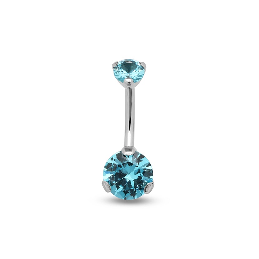 Titanium Internal Jewelled Prong Set Navel - 1.6 X 10Mm