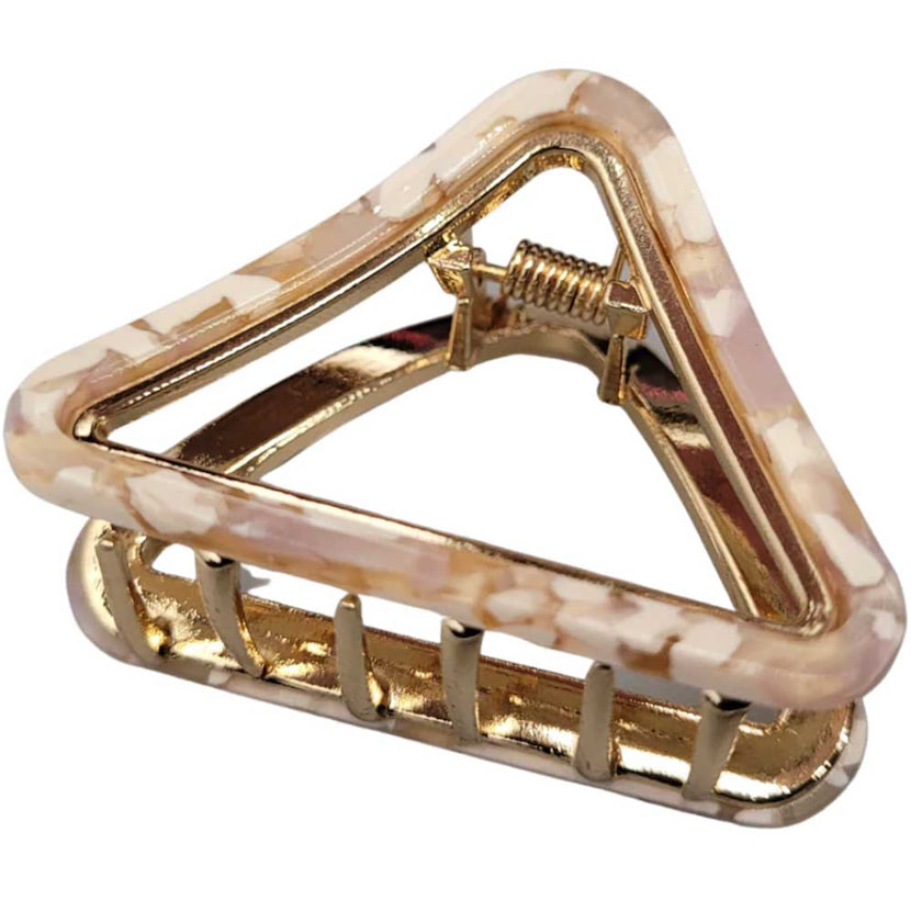 Marbled Trigon Metal Clip - Beige
