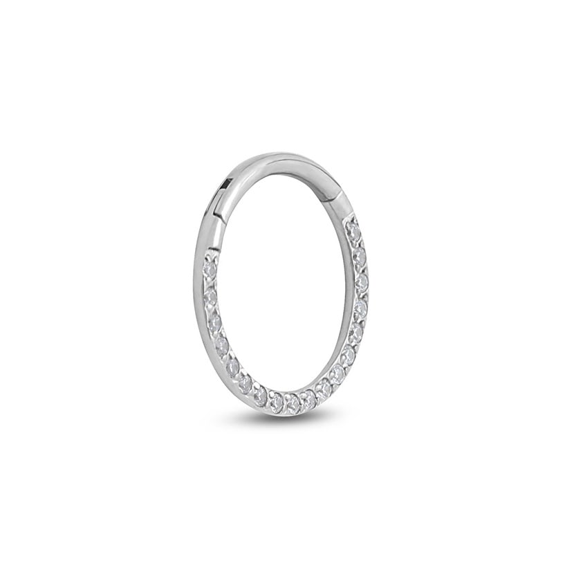 Forward Facing Hinged Jewelled Segment Earring - 8mm Labret