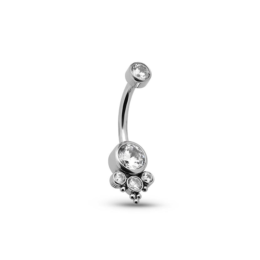 Jewelled Cluster Triangle Navel Bar - 1.6mm X 10mm