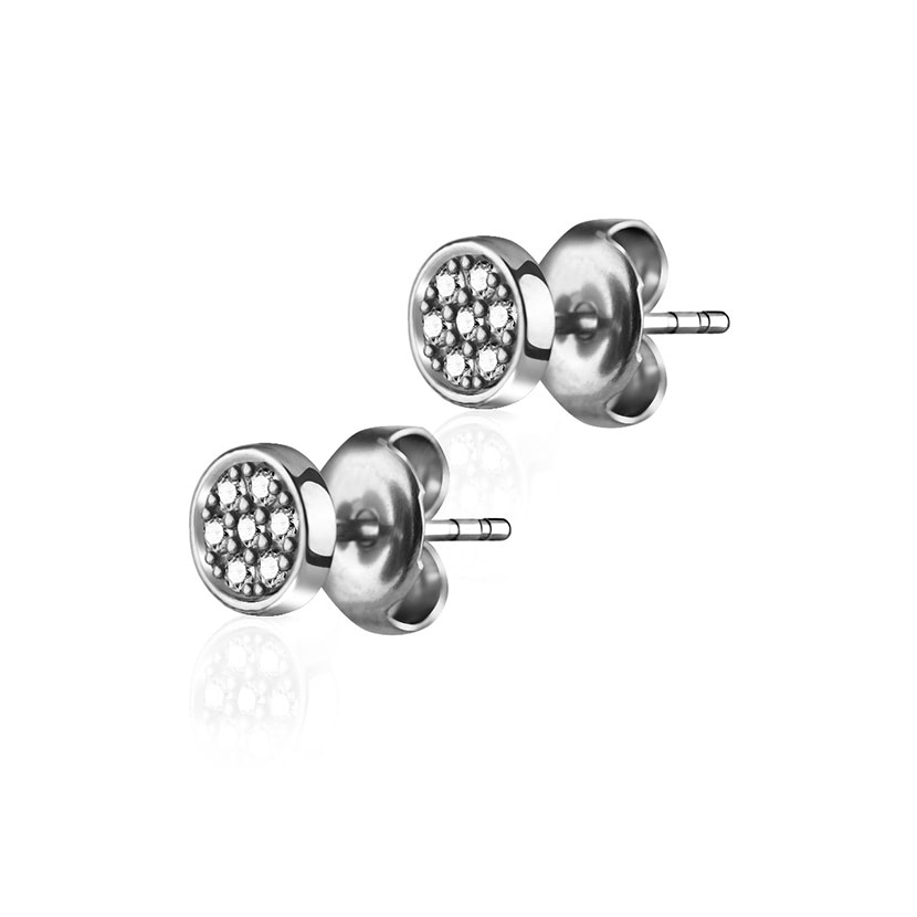 Steel Earring Round Jewels Pair - 0.08mm