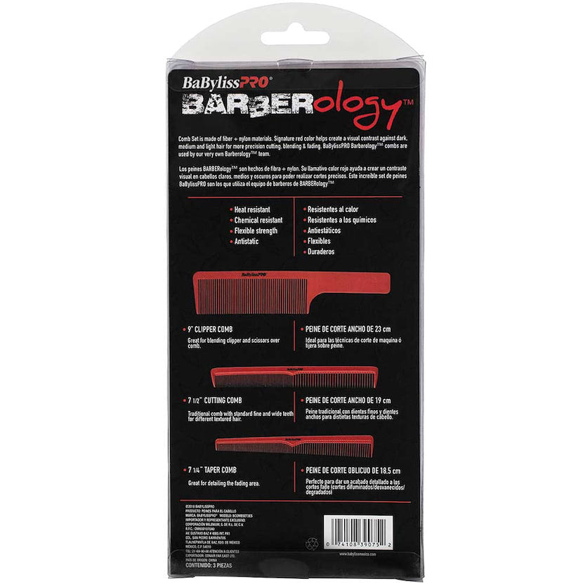 Barberology Comb Set 3pc - Red