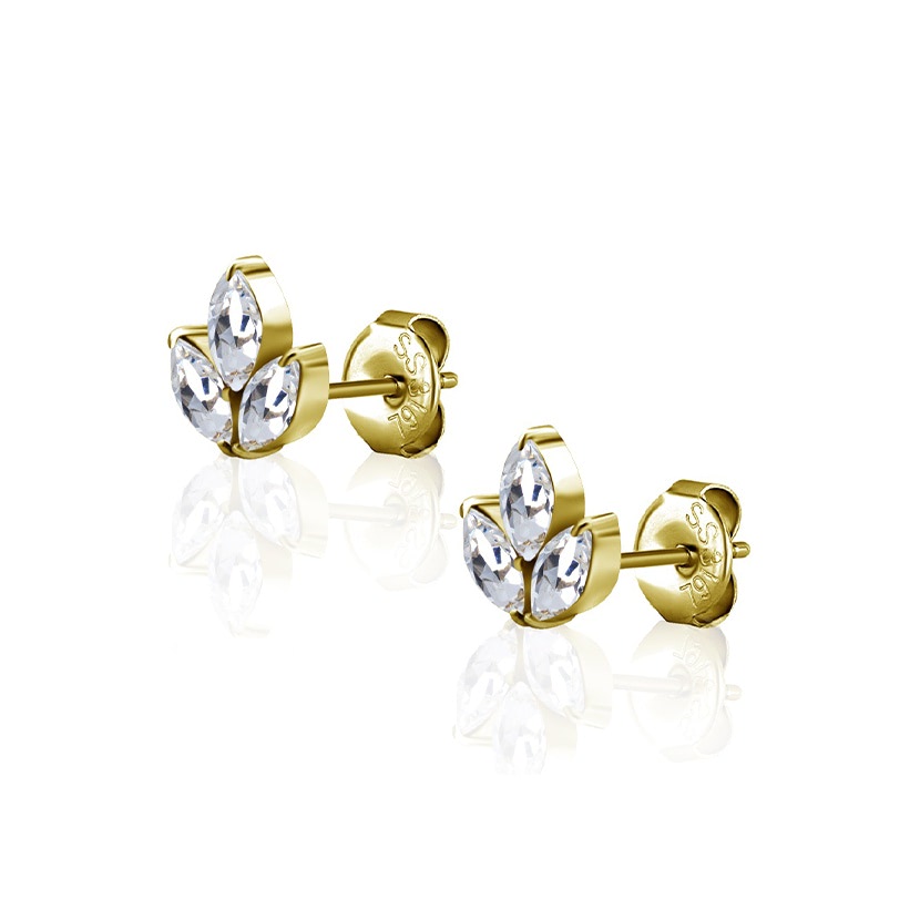 Gold Marquise Earring Pair- 0.8mm