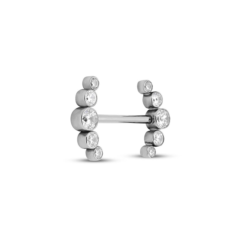 Titanium Threadless Nipple 5 Jewelled - 1.6mm X 14mm