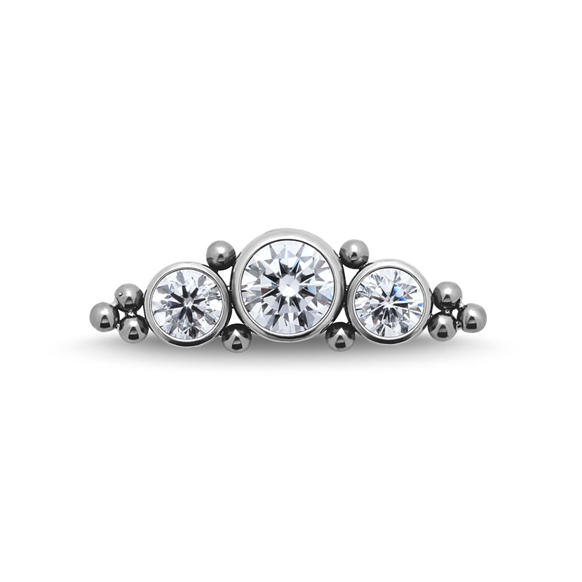 Titanium Internal Triple Arch Jewelled Cluster Earring - 8mm Labret