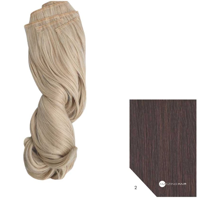 22" Synthetic 5pc Clip In - #2 Chocolate Brown