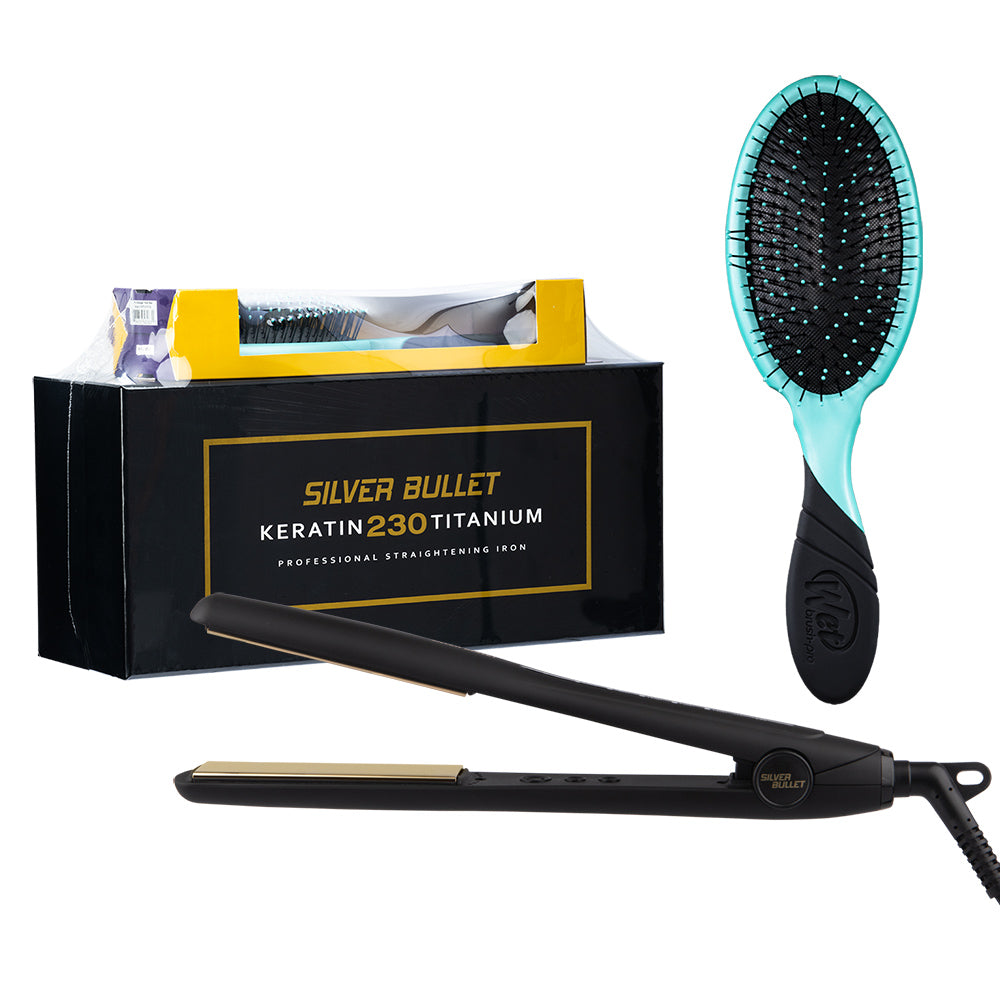 Keratin 230 Gold Titanium Straightener - 25mm with Free WetBrush Pro