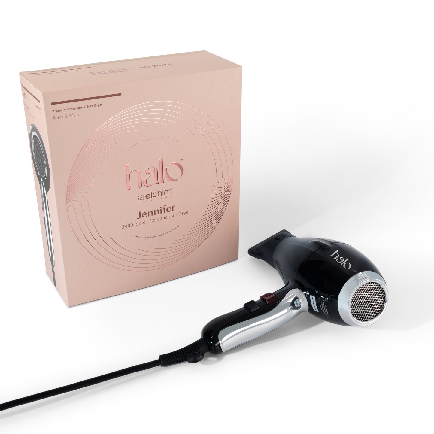 by Elchim Jennifer 3900 Ionic-Ceramic Hair Dryer - Black & Silver