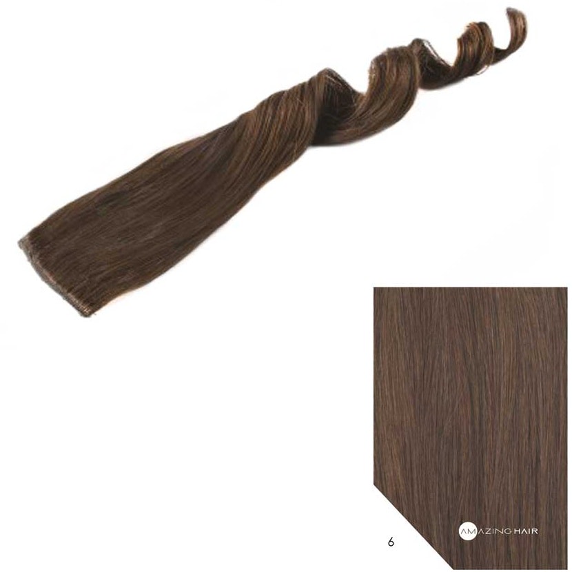 20" Human Hair 2 Clip-in - #6 Light Brown