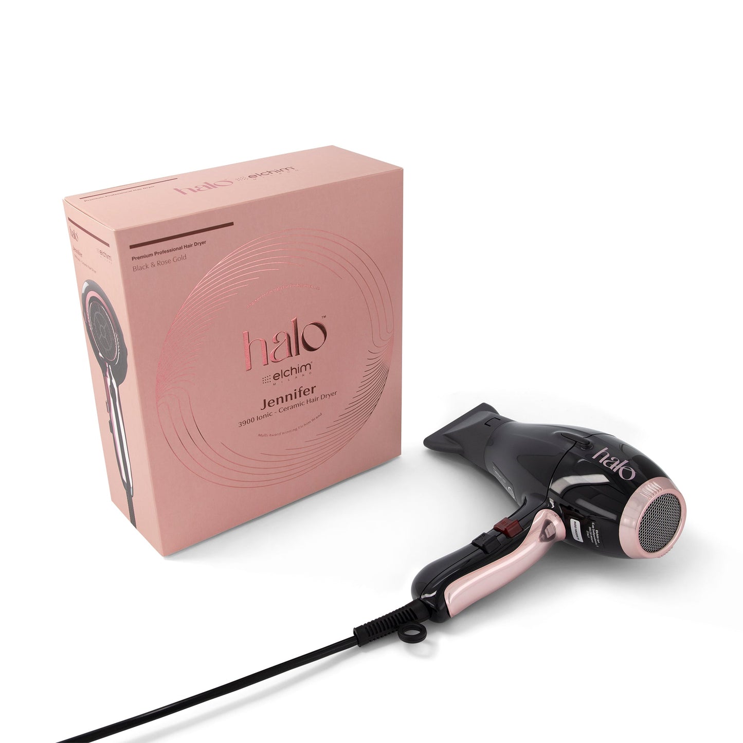 by Elchim Jennifer 3900 Ionic-Ceramic Hair Dryer - Black & Rose Gold