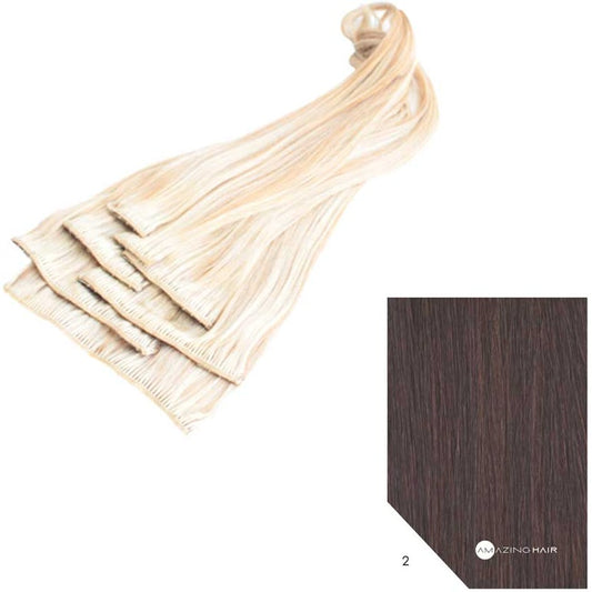 20" Human Hair 7pc Clip In - #2 Chocolate Brown