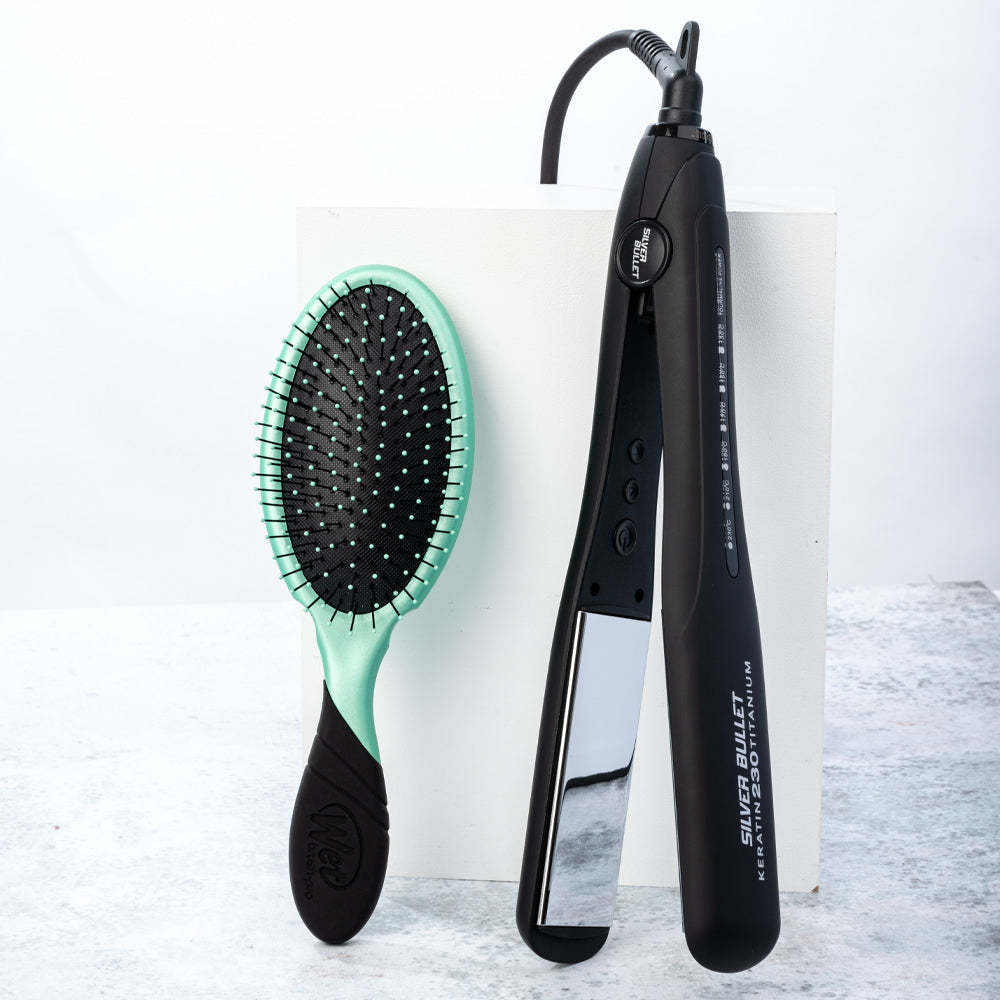 Keratin 230 Silver Titanium Wide Plates Straightener - 38mm with Free WetBrush Pro