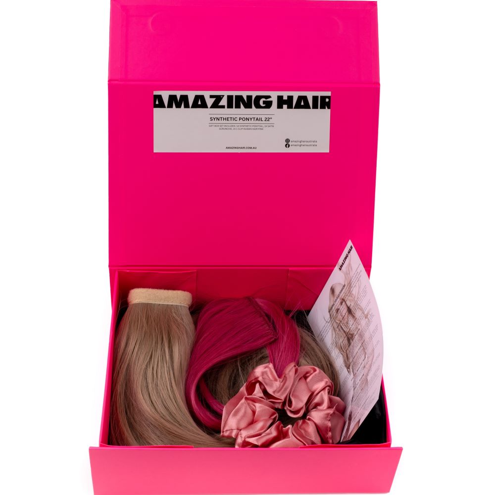 Gift Box With Synthetic Ponytail 22" #10 Caramel