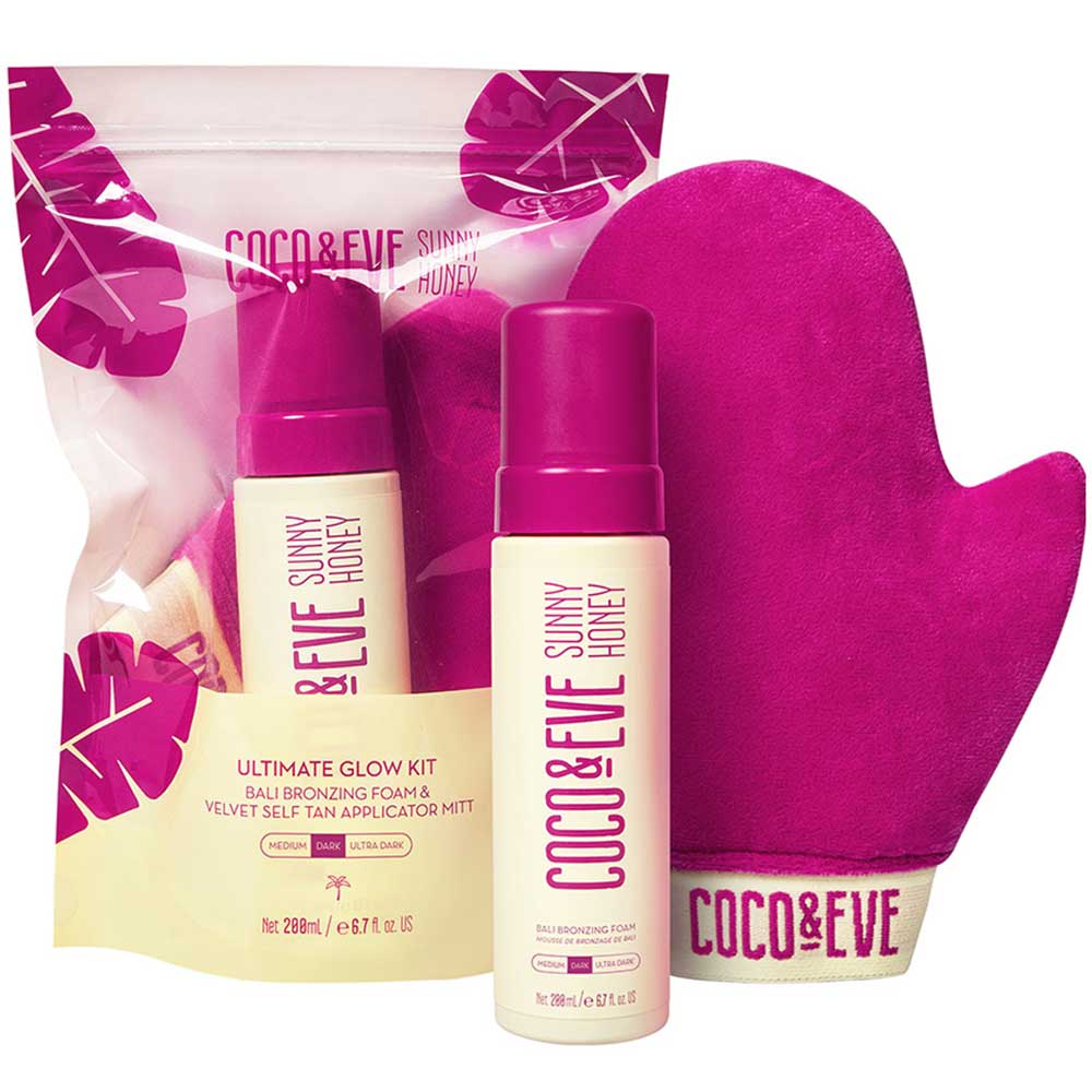 Coco & Eve Ultimate Glow Kit Dark shade foam + Tan Mitt 200ml