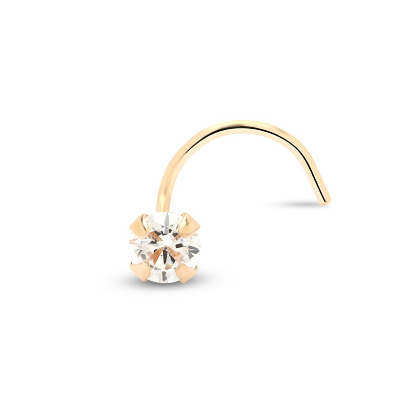 1.5mm Genuine Diamond Yellow Gold 14Kt Nose Stud