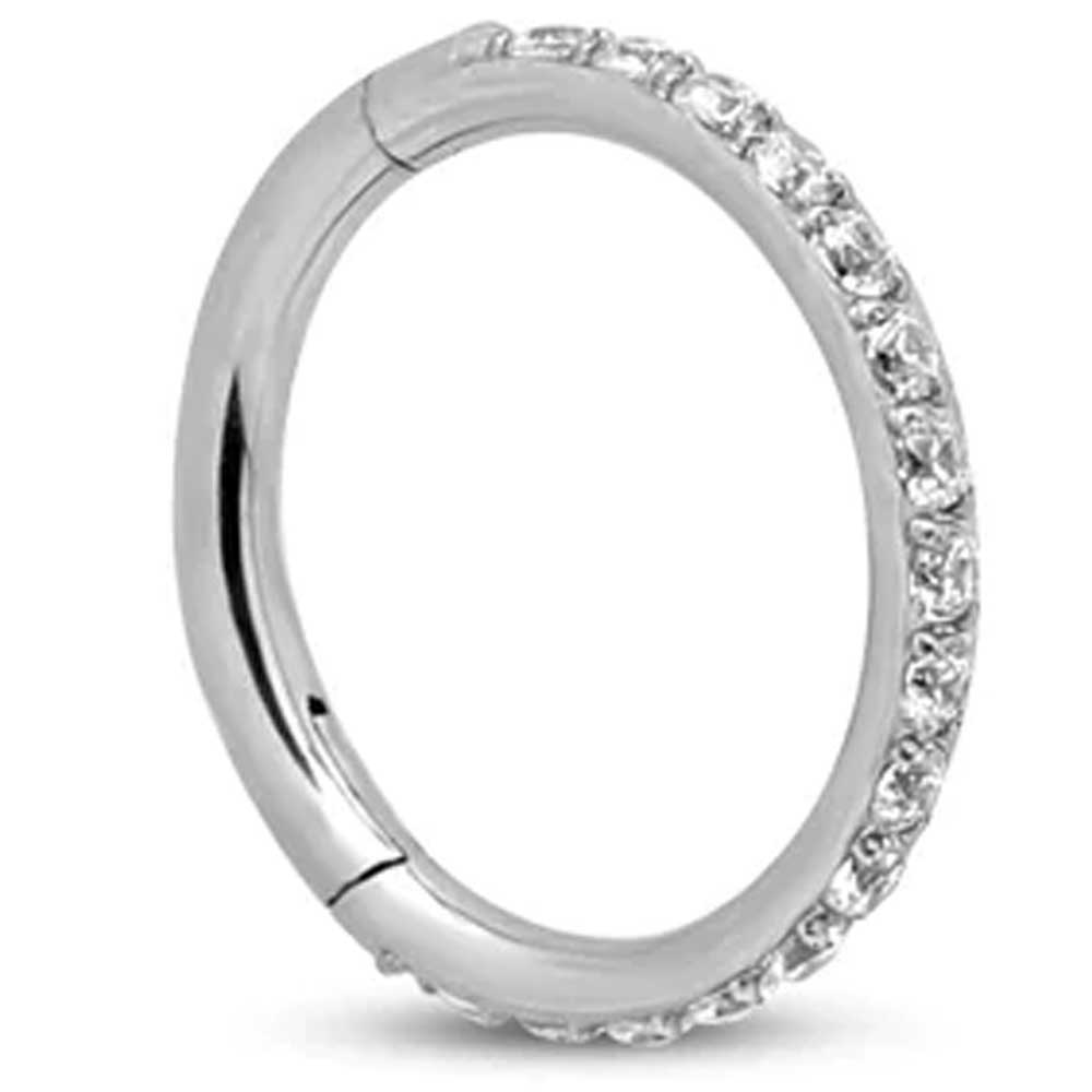 Forward Facing Hinged Jewelled Segment Earring - 6mm Labret