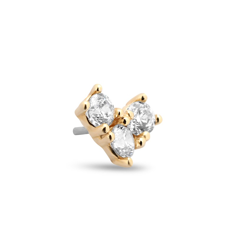 14Kt Gold Crystal V Earring - 6mm Labret