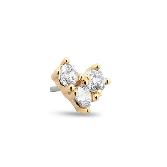 14Kt Gold Crystal V Earring - 6mm Labret