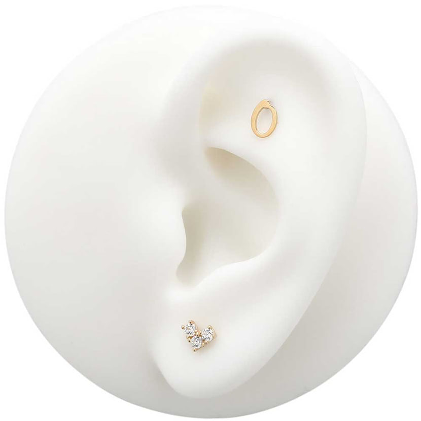 14Kt Gold Crystal V Earring - 6mm Labret