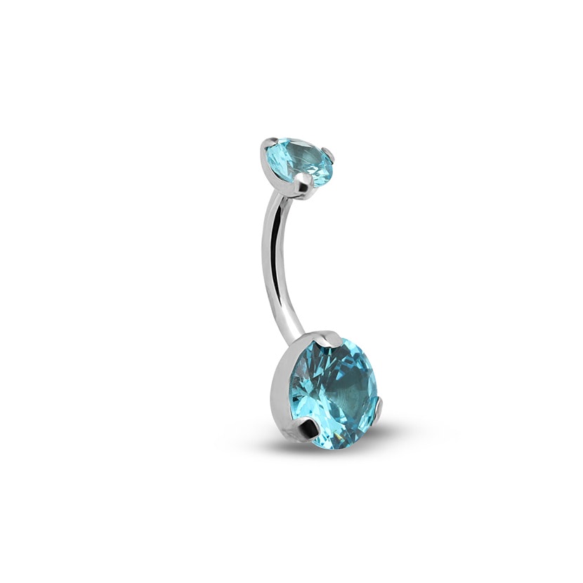 Titanium Internal Jewelled Prong Set Navel - 1.6 X 10Mm