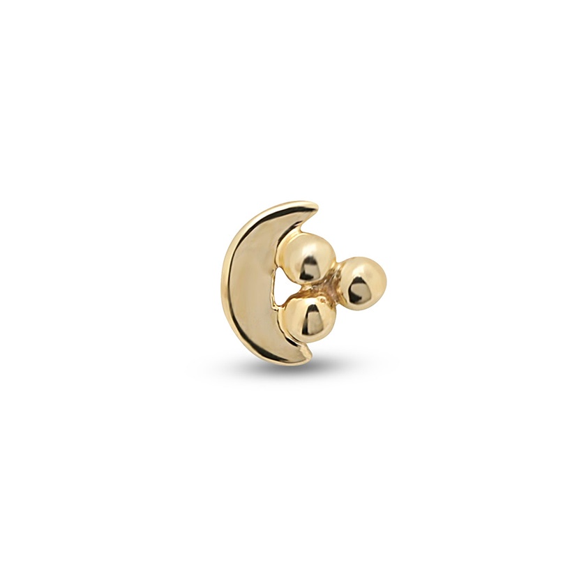 14Kt Gold Moon & Star Earring - 8mm Labret