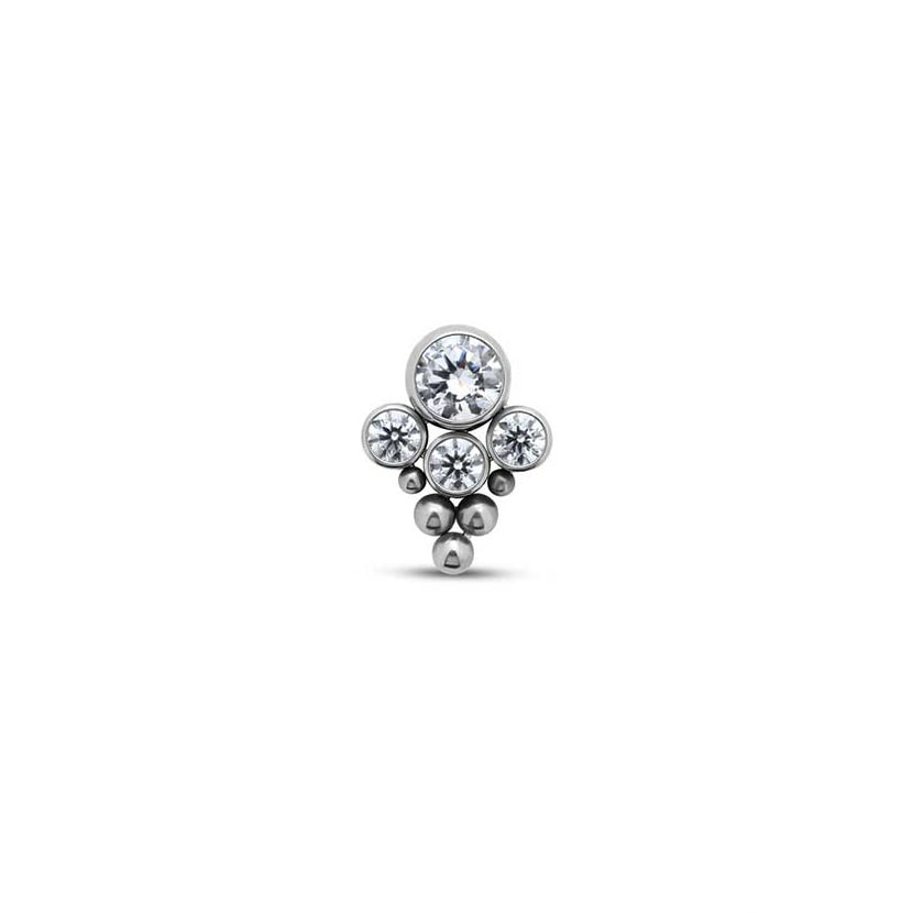 Titanium Internal Four Jewelled Cluster Earring - 8mm Labret