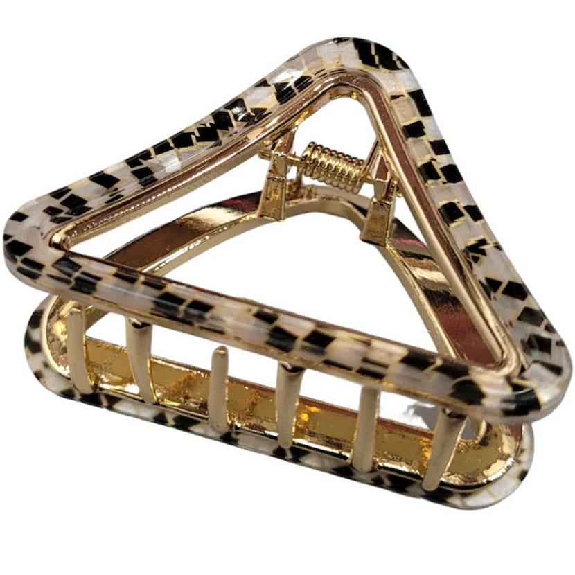 Marbled Trigon Metal Clip - Zebra