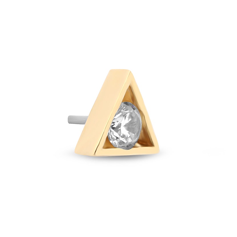 14Kt Gold Jewelled Triangle Earring - 8mm Labret