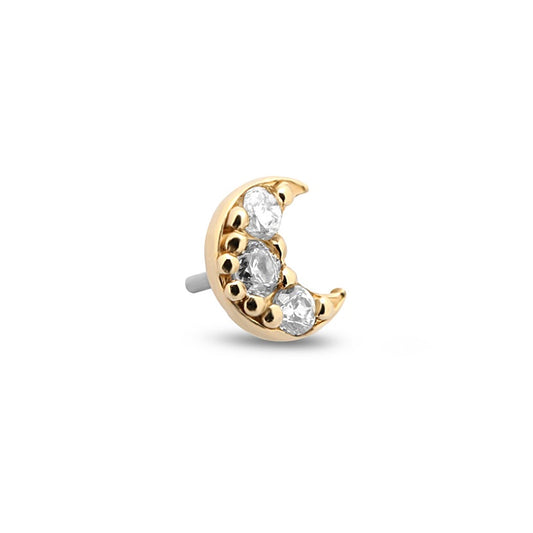 14Kt Gold Crystal Crescent Earring - 8mm Labret
