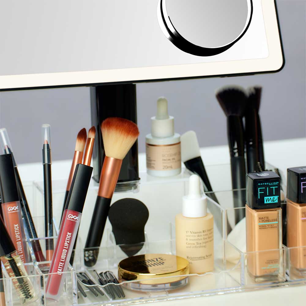 Radiance LED Beauty Mirror with Organiser - Black