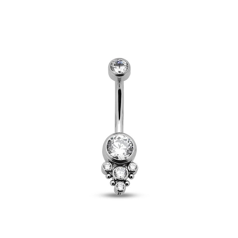 Jewelled Cluster Navel Bar - 1.6mm X 10mm