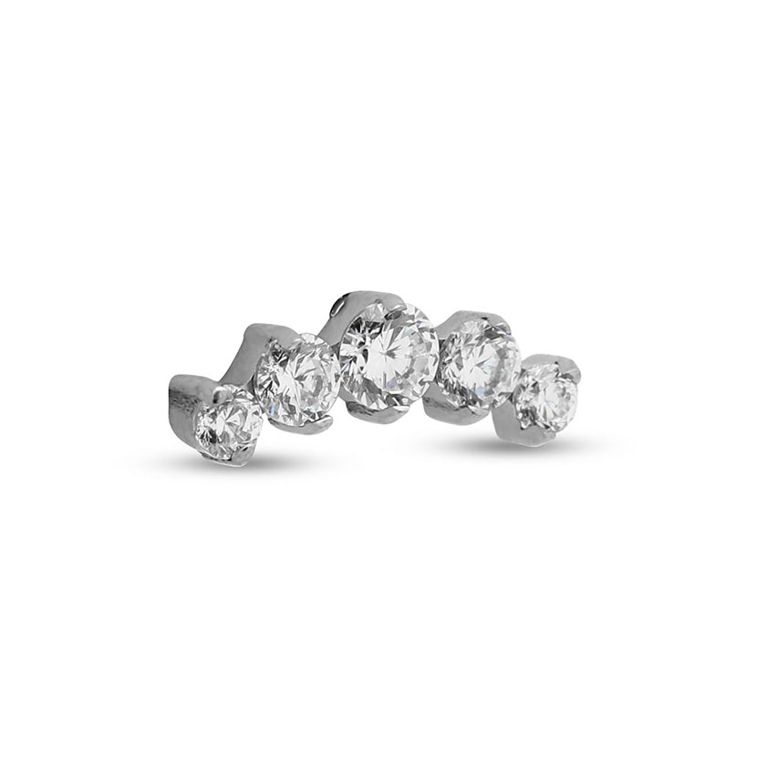 Titanium 5 Curved Jewelled Earring - 6mm Labret