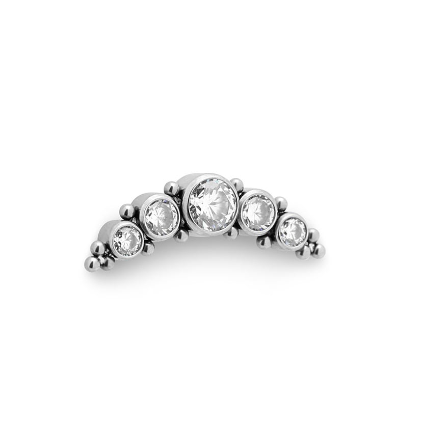 Titanium Internal Five Jewelled Arch Cluster Earring - 8mm Labret