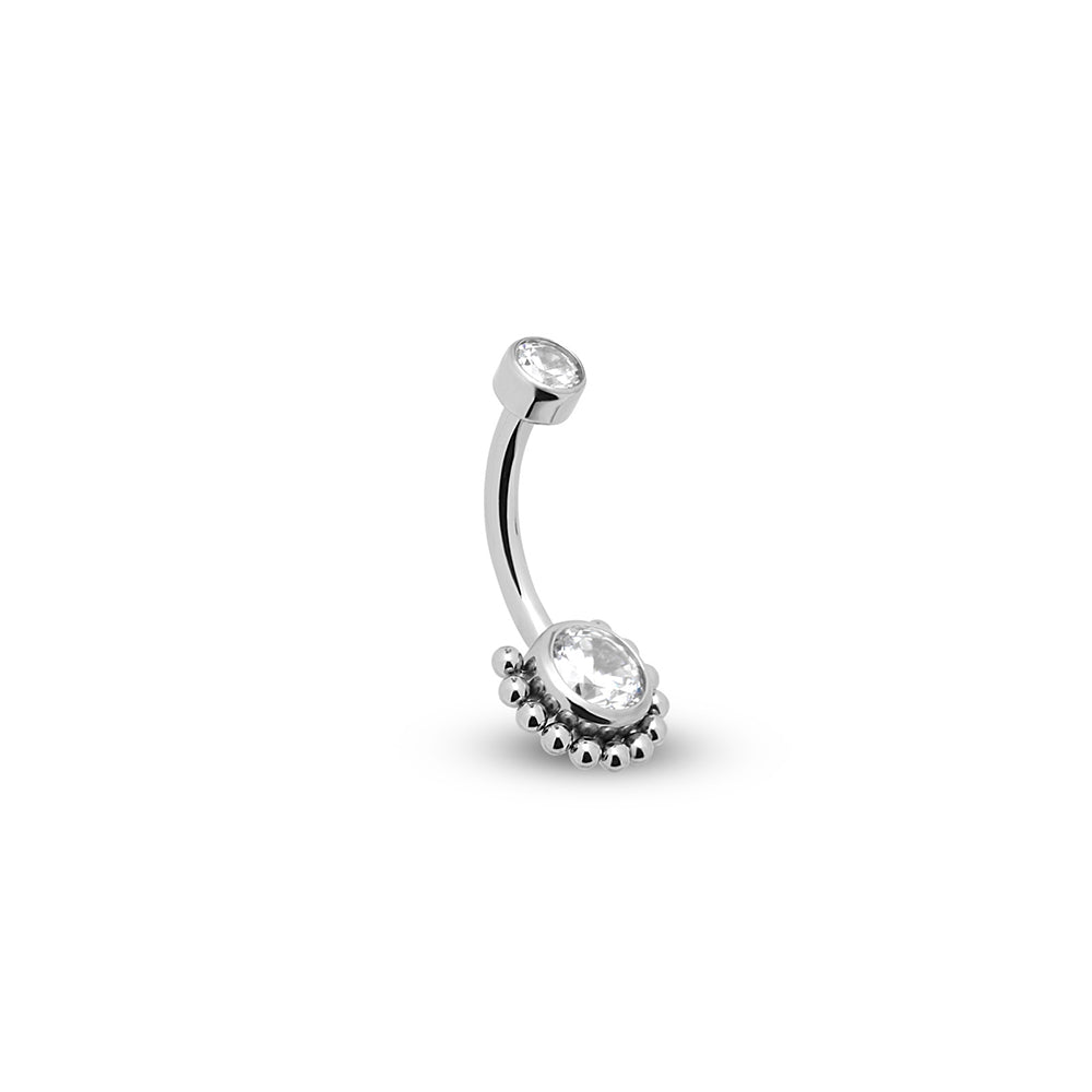 Double Jewelled Cluster Navel Bar - 10mm