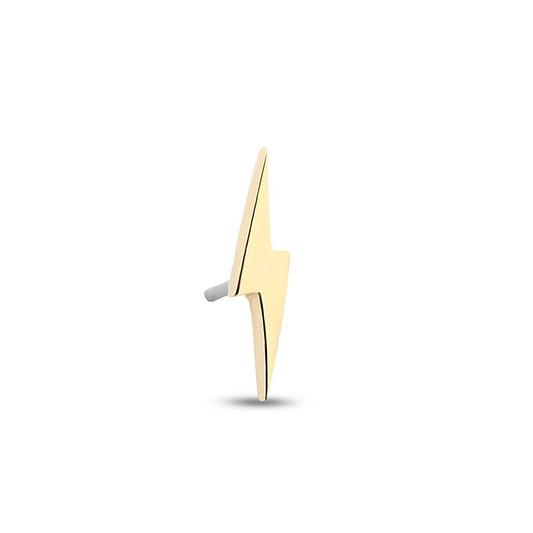 14Kt Gold Lightening Bolt Earring - 8mm Titanium Labret