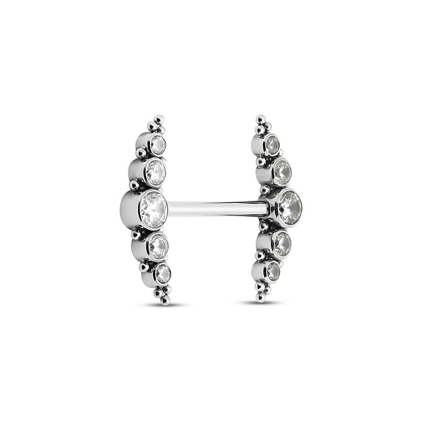 Titanium Nipple Cluster 5 Jewelled - 1.6mm X 14mm
