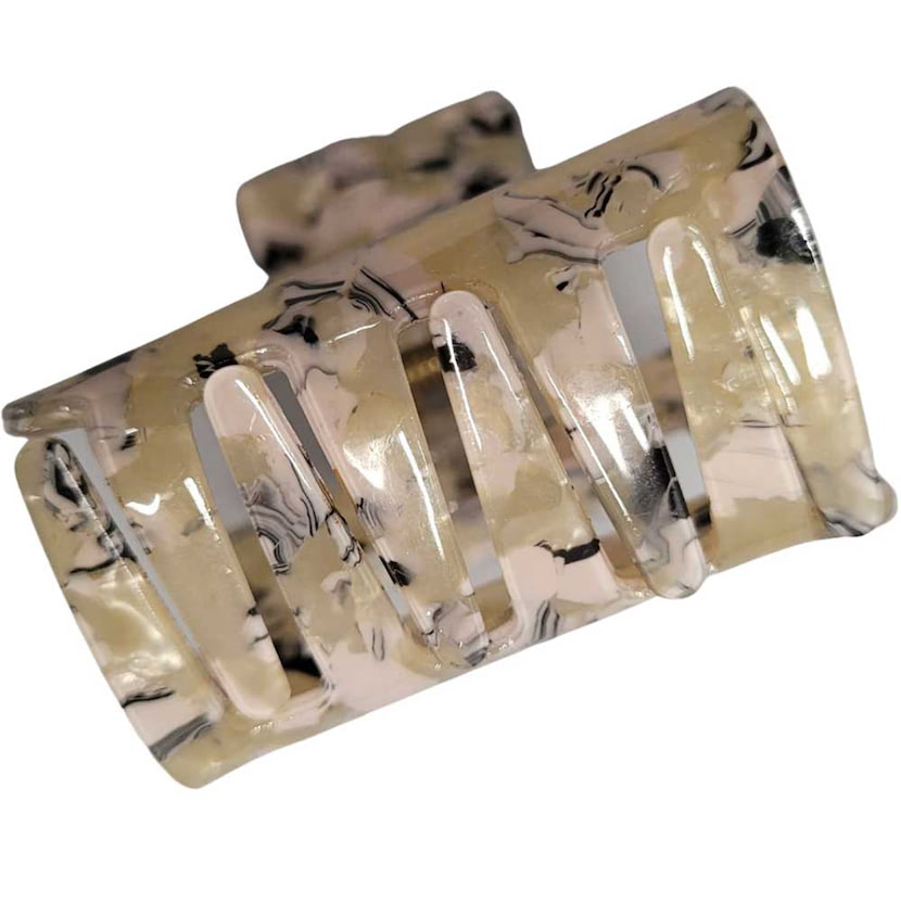 Square Marbled Claw Hair Clip - Granite