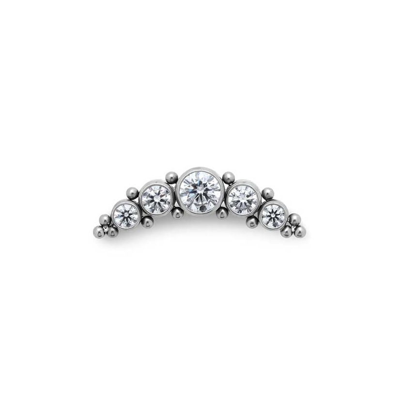 Titanium Internal Five Jewelled Arch Cluster Earring - 8mm Labret