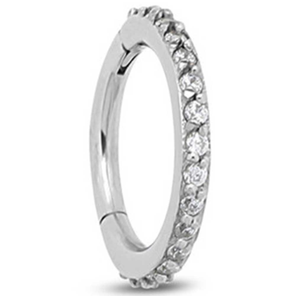 Titanium Jewelled Hinged Segment Ring Earring - 8mm Labret