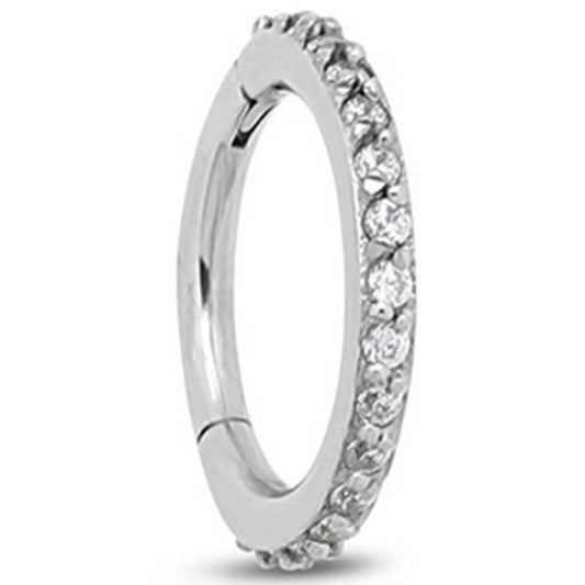 Titanium Jewelled Hinged Segment Ring Earring - 8mm Labret
