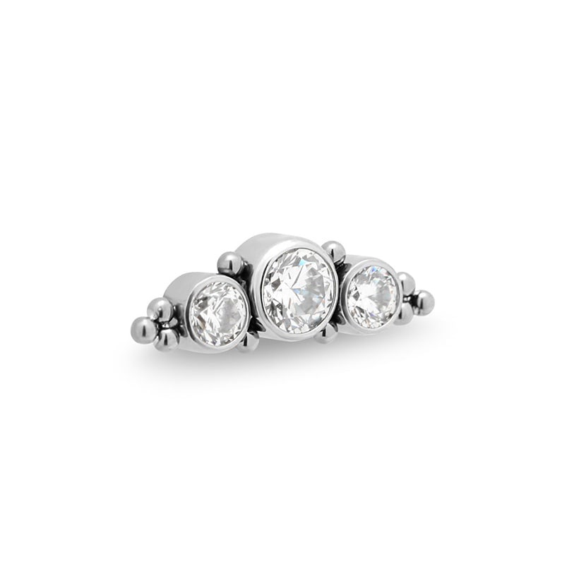 Titanium Internal Triple Arch Jewelled Cluster Earring - 8mm Labret