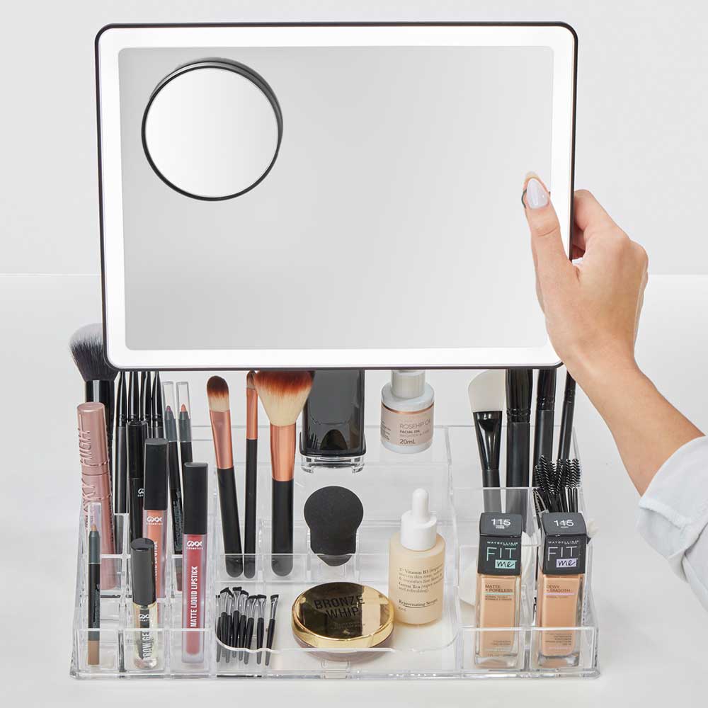 Radiance LED Beauty Mirror with Organiser - Black
