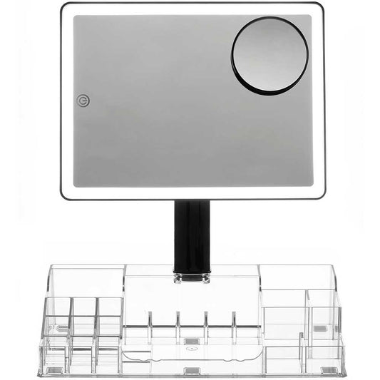 Radiance LED Beauty Mirror with Organiser - Black